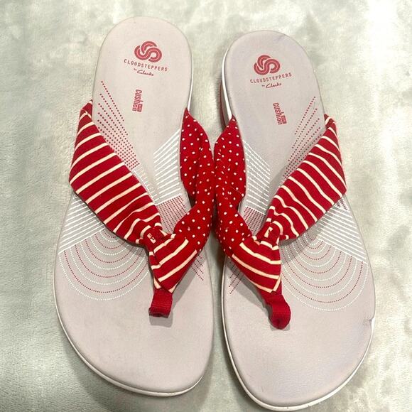 Clarks cloud steppers size 11 woman's red sandal - Picture 1 of 8